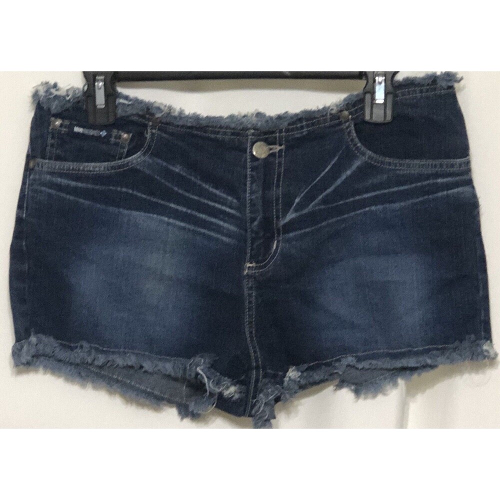 Vintage Blue Asphalt Cut Off Jean Shorts 11 Frayed Mid Rise Denim 30"W Y2K 90s